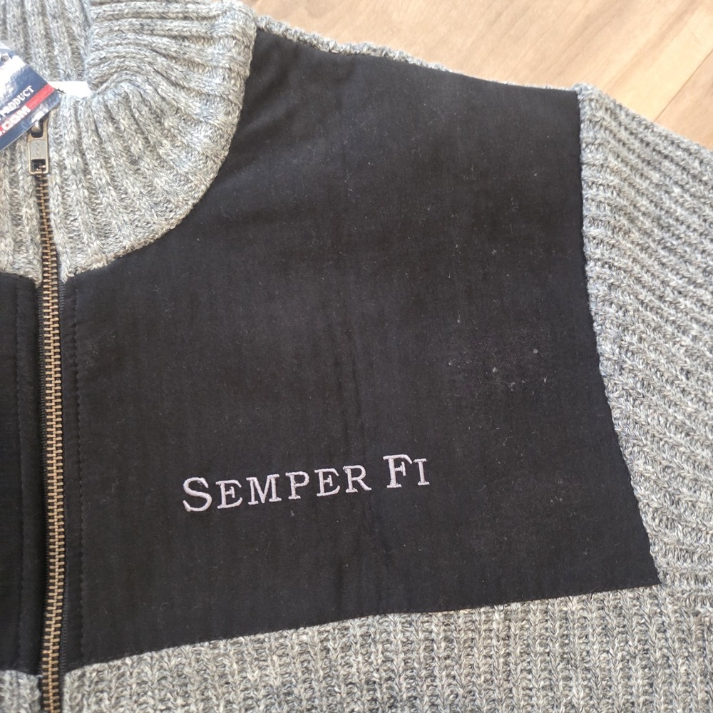 United states marine corp semper fi full zip Knit embroidered sweater XL NWT‎ - Picture 4 of 10